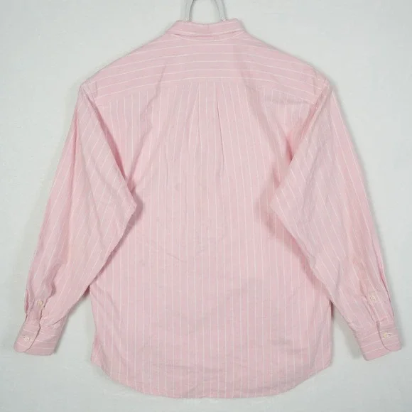 Polo Ralph Lauren Button Shirt Women's Size 14 Pink Oxford Stripe Crown Crest - Picture 3 of 7